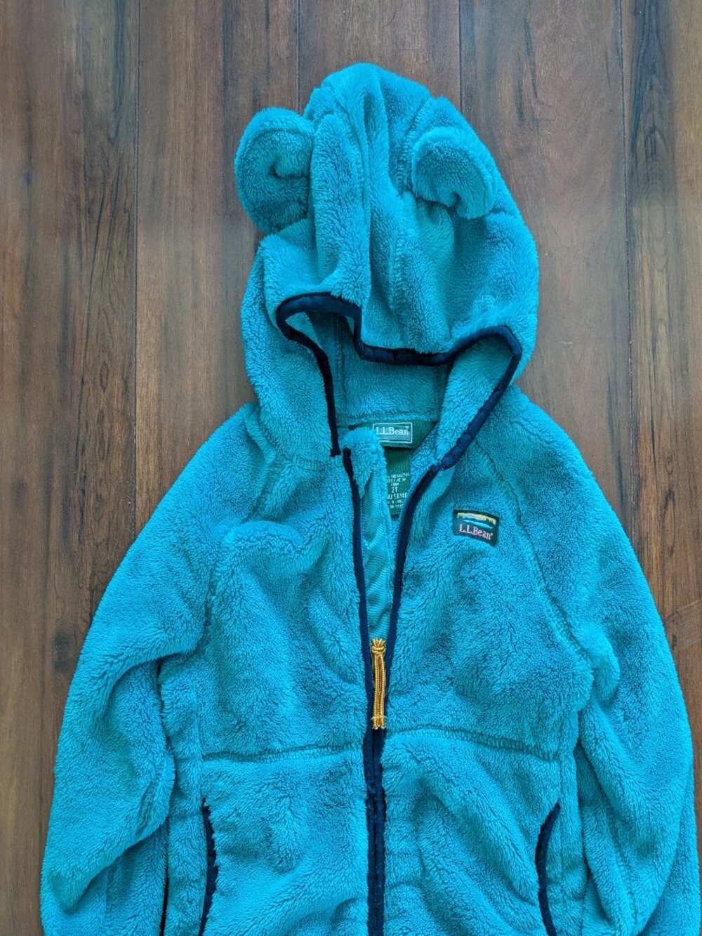 LL Bean Fleece Hooded Jacket with Bear Ears sz 2T